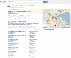 SERP mit Google Places Einträgen